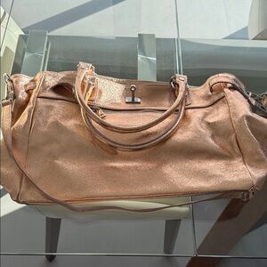 Italian Leather Chic Rose Gold Tote Bag